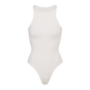 Skims Fits Everybody High Neck White Bodysuit in Marble (White)